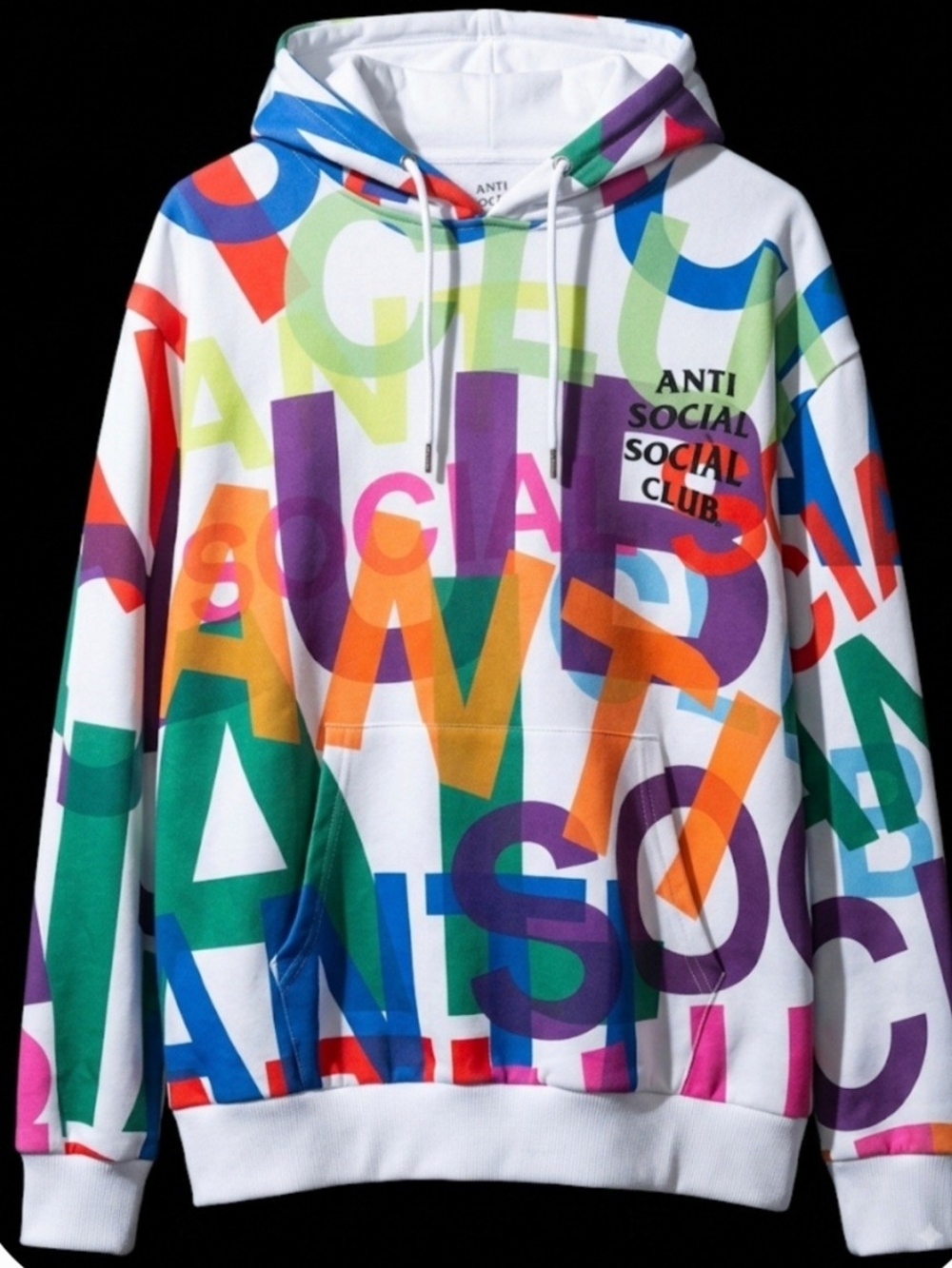 Anti Social Social Club White Multicolor Graphic Crewneck Hoodie